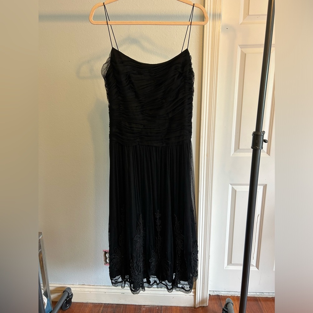 Elegant black beaded midi dress